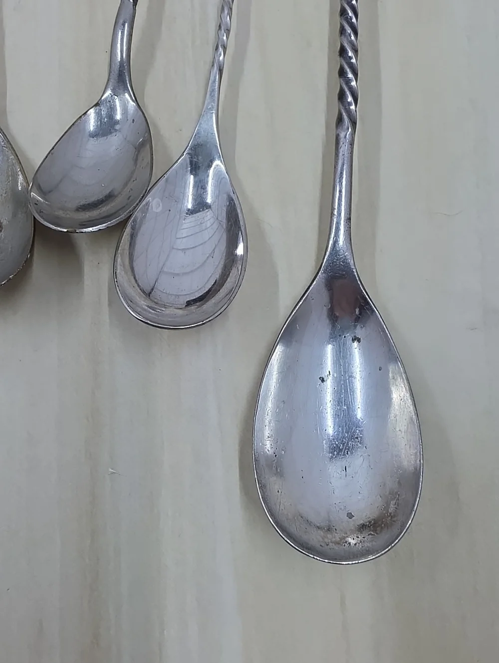 Silverplate Antique & Vintage Twisted Handle Spoons 10 Pieces Variety